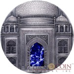 Fiji TAJ MAHAL series KILO MONUMENTS Silver coin $100 Antique finish 2014 High Relief Lapis lazuli inlay 1 Kilo / 32.15 oz